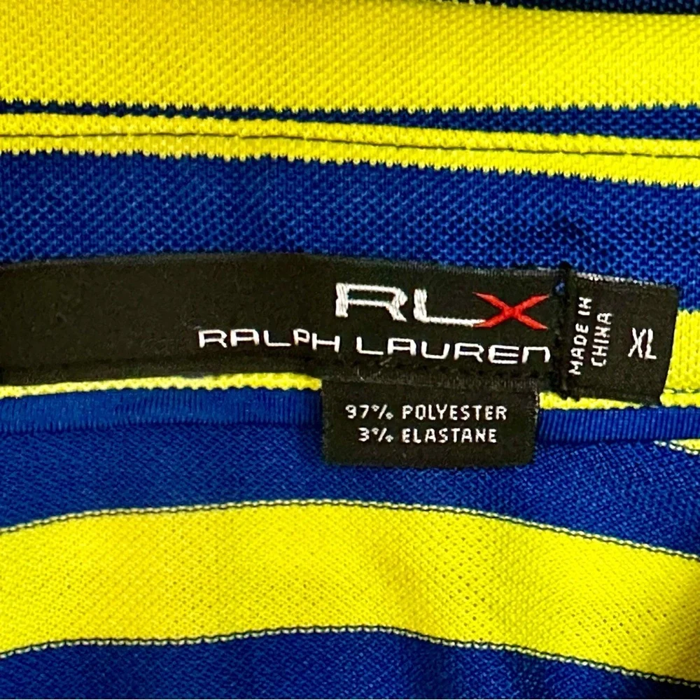 Ralph Lauren RLX Yellow and Blue Polo Shirt Las Vegas Golf Resort Wear Preppy
